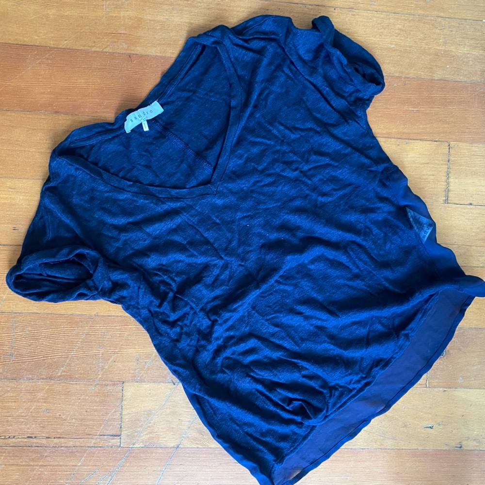 Sandro navy linen tee